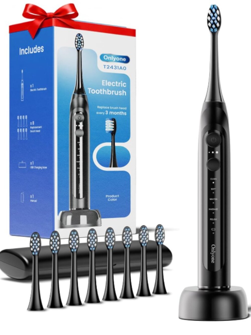 Onlyone Sonic Electric Toothbrush for Adults, Rechargeable Ultrasonic Electric T